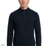 MARLED BUTTON MOCK-NECK SWEATER - NAVY BLAZER