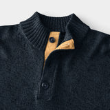 MARLED BUTTON MOCK-NECK SWEATER - NAVY BLAZER