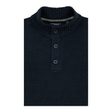 MARLED BUTTON MOCK-NECK SWEATER - NAVY BLAZER