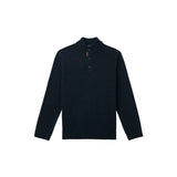 MARLED BUTTON MOCK-NECK SWEATER - NAVY BLAZER