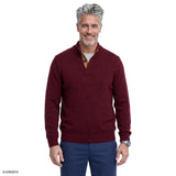 MARLED BUTTON MOCK-NECK SWEATER - ZINFANDEL