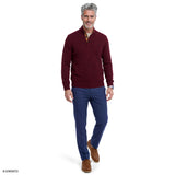 MARLED BUTTON MOCK-NECK SWEATER - ZINFANDEL