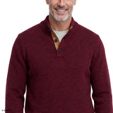 MARLED BUTTON MOCK-NECK SWEATER - ZINFANDEL