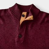 MARLED BUTTON MOCK-NECK SWEATER - ZINFANDEL