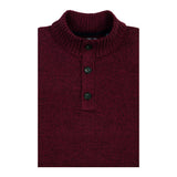 MARLED BUTTON MOCK-NECK SWEATER - ZINFANDEL