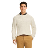 CABLE KNIT CREWNECK SWEATER - EGRET
