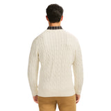 CABLE KNIT CREWNECK SWEATER - EGRET