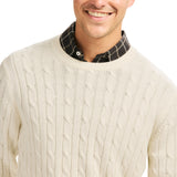 CABLE KNIT CREWNECK SWEATER - EGRET