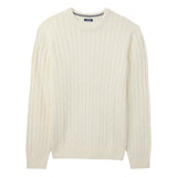 CABLE KNIT CREWNECK SWEATER - EGRET