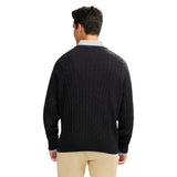 CABLE KNIT CREWNECK SWEATER - NAVY BLAZER