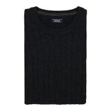 CABLE KNIT CREWNECK SWEATER - NAVY BLAZER