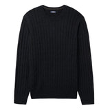 CABLE KNIT CREWNECK SWEATER - NAVY BLAZER