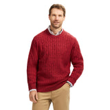 CABLE KNIT CREWNECK SWEATER - ZINFANDEL