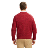 CABLE KNIT CREWNECK SWEATER - ZINFANDEL