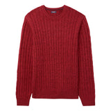 CABLE KNIT CREWNECK SWEATER - ZINFANDEL