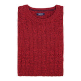 CABLE KNIT CREWNECK SWEATER - ZINFANDEL