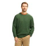 CABLE KNIT CREWNECK SWEATER - DARK GREEN