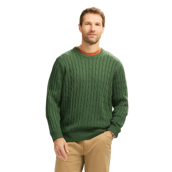 Cable Knit Crew Neck Sweater - Dark Green – IZOD