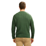 CABLE KNIT CREWNECK SWEATER - DARK GREEN