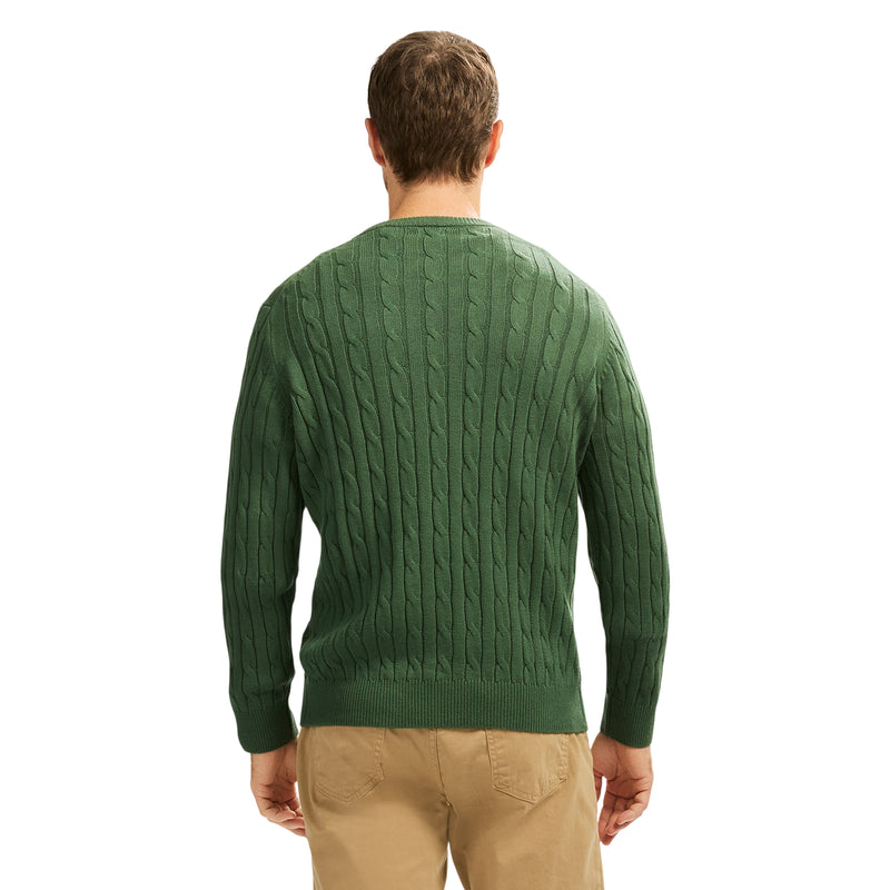 Cable Knit Crew Neck Sweater - Dark Green – IZOD