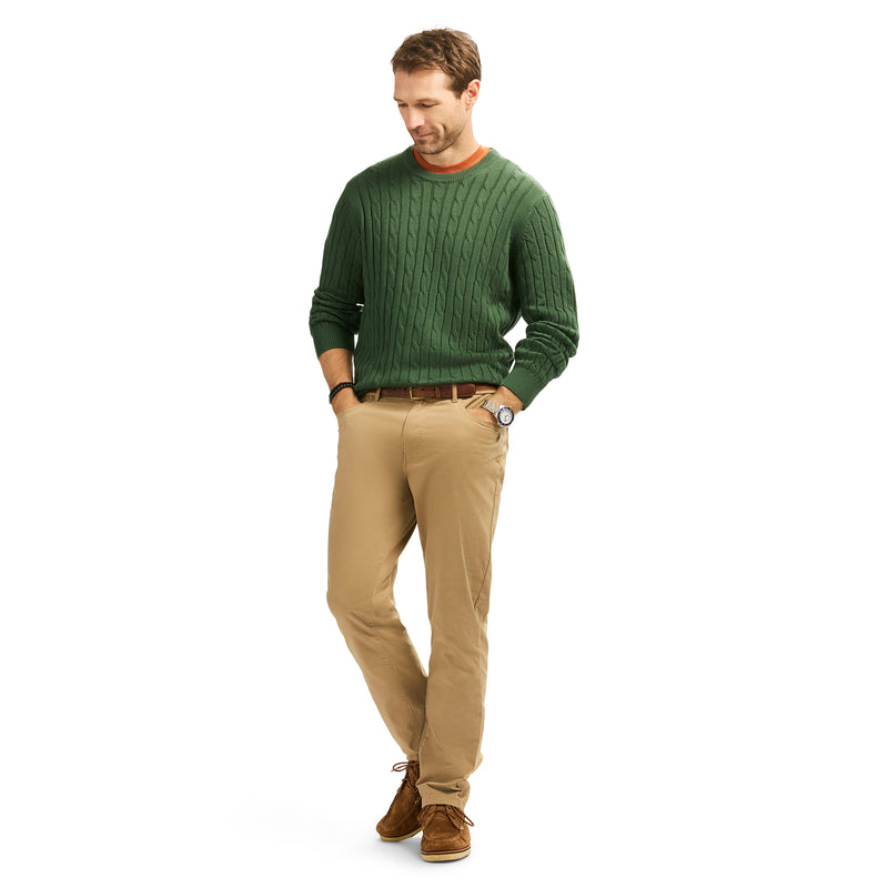 Cable Knit Crew Neck Sweater - Dark Green – IZOD
