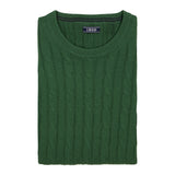 CABLE KNIT CREWNECK SWEATER - DARK GREEN