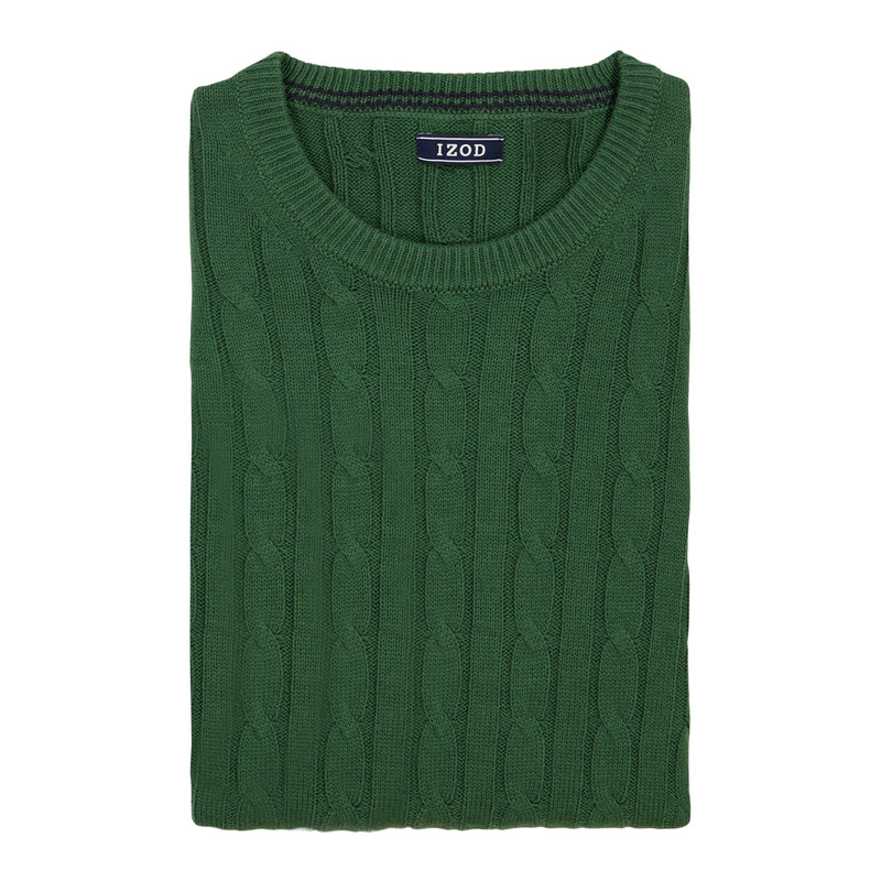 Cable Knit Crew Neck Sweater - Dark Green – IZOD