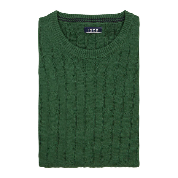 Cable Knit Crew Neck Sweater - Dark Green – IZOD