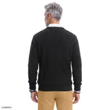 LUXURY SOFT YARN TEXTURED CREWNECK SWEATER - CAVIAR
