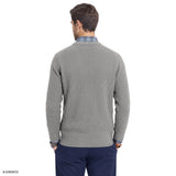 LUXURY SOFT YARN TEXTURED CREWNECK SWEATER - LT GREY HTR