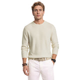 LUXURY SOFT YARN TEXTURED CREWNECK SWEATER - EGRET