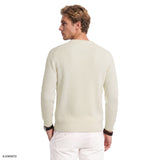 LUXURY SOFT YARN TEXTURED CREWNECK SWEATER - EGRET