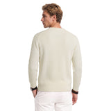 LUXURY SOFT YARN TEXTURED CREWNECK SWEATER - EGRET
