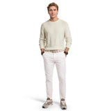LUXURY SOFT YARN TEXTURED CREWNECK SWEATER - EGRET