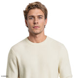 LUXURY SOFT YARN TEXTURED CREWNECK SWEATER - EGRET