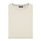 LUXURY SOFT YARN TEXTURED CREWNECK SWEATER - EGRET