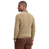 LUXURY SOFT YARN TEXTURED CREWNECK SWEATER - CAMEL HTHR