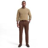 LUXURY SOFT YARN TEXTURED CREWNECK SWEATER - CAMEL HTHR