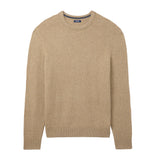 LUXURY SOFT YARN TEXTURED CREWNECK SWEATER - CAMEL HTHR