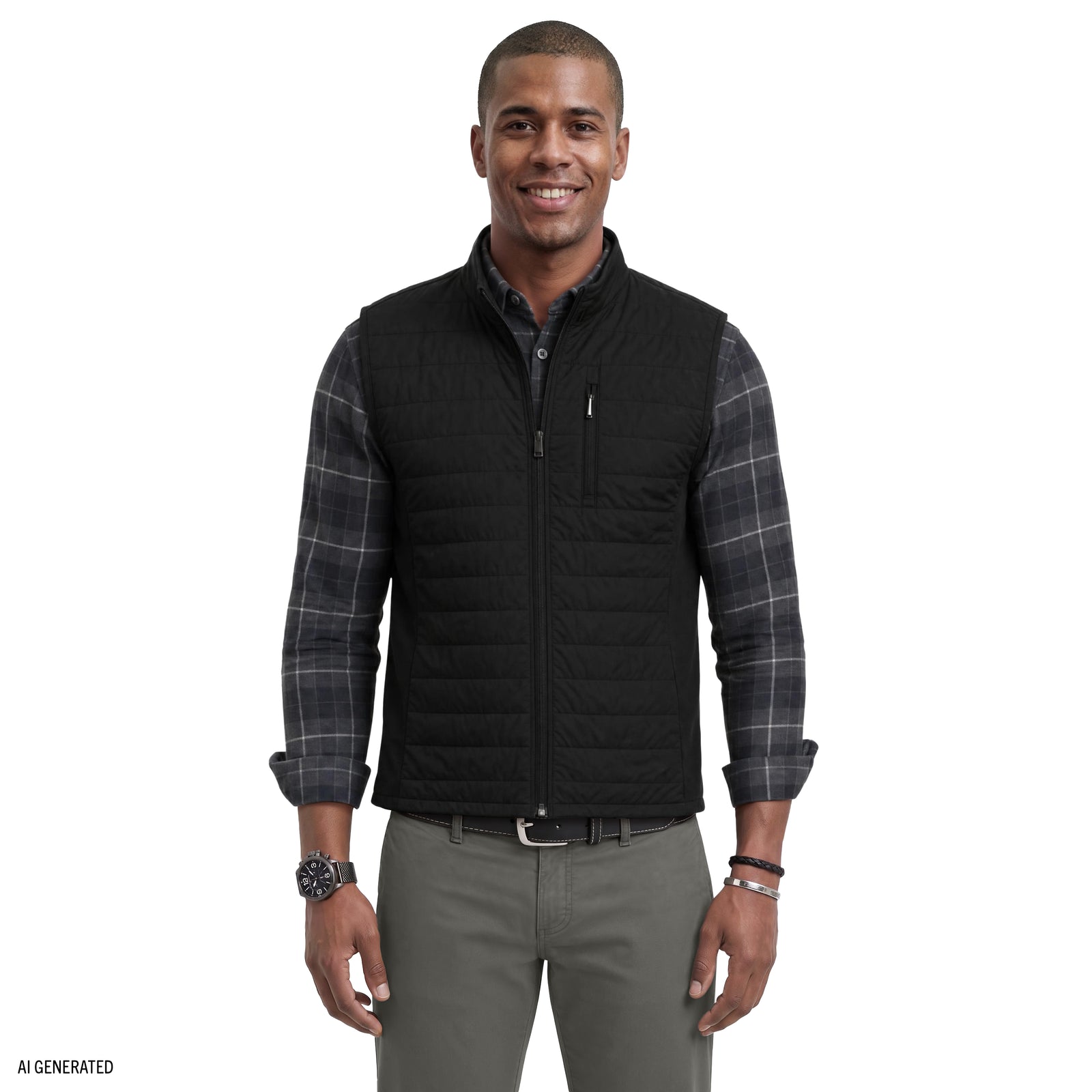 Mixed Media Puffer Vest - Black – IZOD