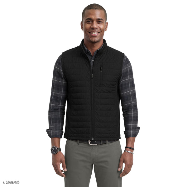 Mixed Media Puffer Vest - Black – IZOD
