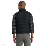 MIXED MEDIA PUFFER VEST - BLACK