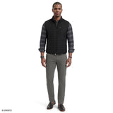 MIXED MEDIA PUFFER VEST - BLACK