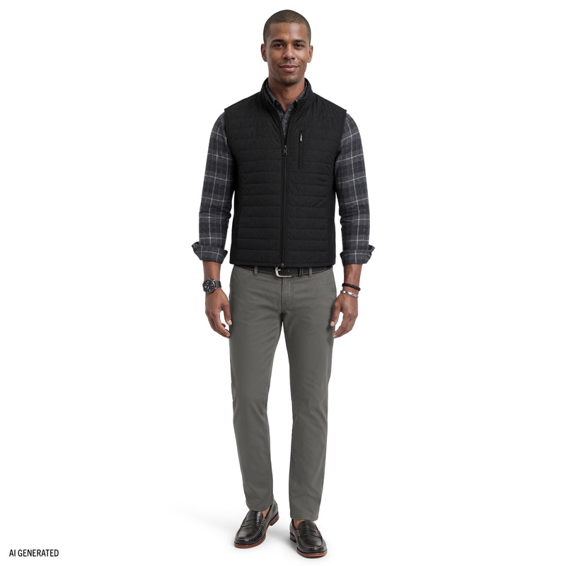 Mixed Media Puffer Vest - Black – IZOD