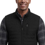 MIXED MEDIA PUFFER VEST - BLACK