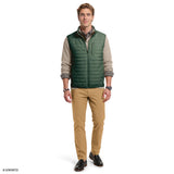 MIXED MEDIA PUFFER VEST - DARKEST SPRUCE
