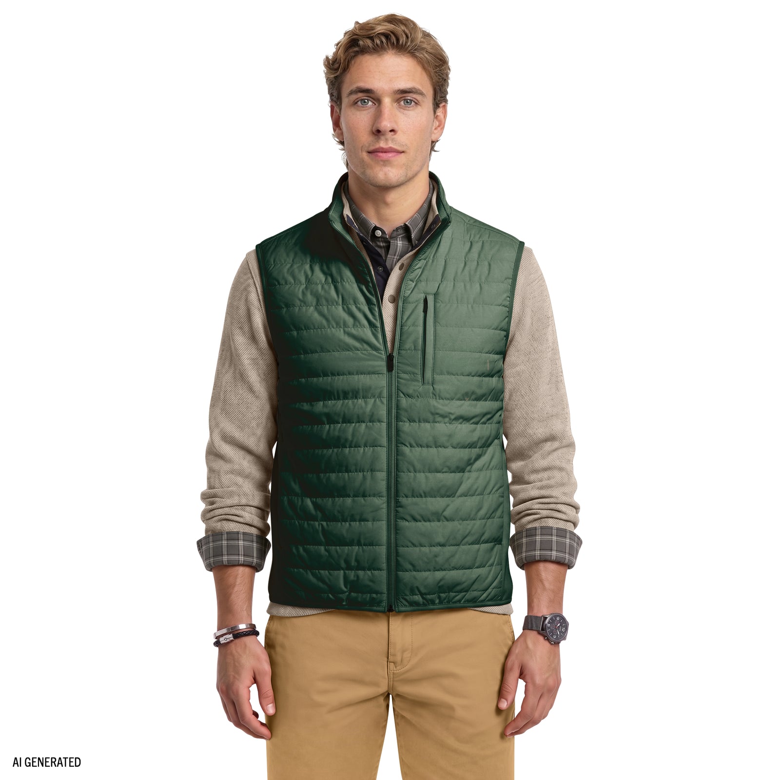 Mixed Media Puffer Vest - Darkest Spruce – IZOD