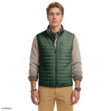 MIXED MEDIA PUFFER VEST - DARKEST SPRUCE