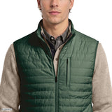 MIXED MEDIA PUFFER VEST - DARKEST SPRUCE