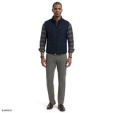 MIXED MEDIA PUFFER VEST - NAVY BLAZER
